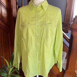 Michael Michael Kors Spring Green Gingham Tab Sleeve Shirt Sz 1X
#spring #easter